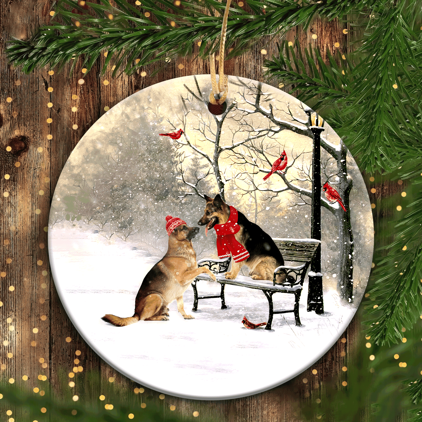 German Shepherd Heart Ceramic Ornament- German Shepherd, Winter Park, On A Date- Gift For German Shepherd Lover
