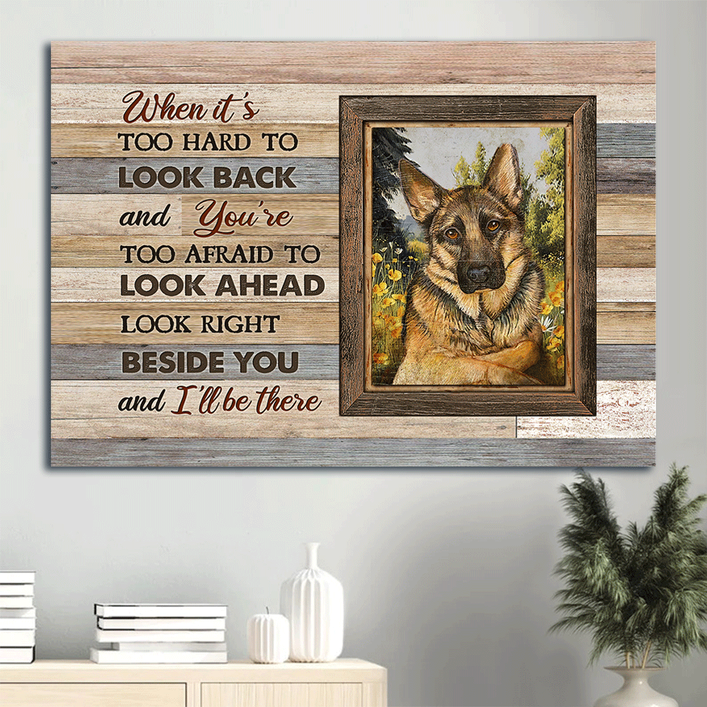 German Shepherd Landscape Canvas- German Shepherd, Best friend, Dog drawing, Memorial gift- Gift for dog lover- I'll be there - Jesus Landscape Canvas Prints, Home Decor Wall Art