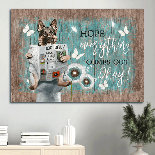 German Shepherd Landscape Canvas- German Shepherd, Dandelion, Daily routine canvas- Gift for dog lover- Hope everything comes out okay - Dog Landscape Canvas Prints, Wall Art