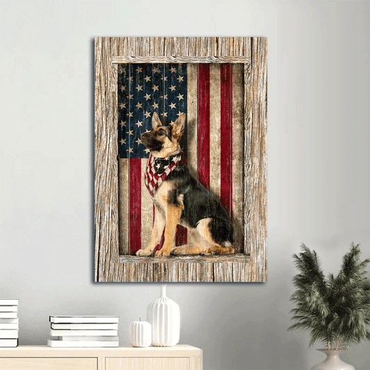 German Shepherd Portrait Canvas- German Shepherd Dog, American Flag canvas- Gift for German Shepherd lover- Dog Portrait Canvas Prints, Wall Art