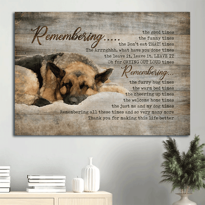 German Shepherd Landscape Canvas- German Shepherd drawing, Sleeping dog, Remembering canvas- Gift for Dog lover - Jesus Landscape Canvas Prints, Christian Wall Art