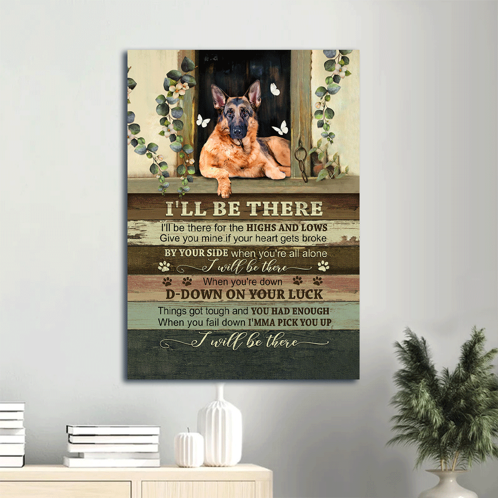 German Shepherd Portrait Canvas- German Shepherd painting, Best friend, White butterfly canvas- Gift for dog lover- I will be there - Portrait Canvas Prints, Wall Art