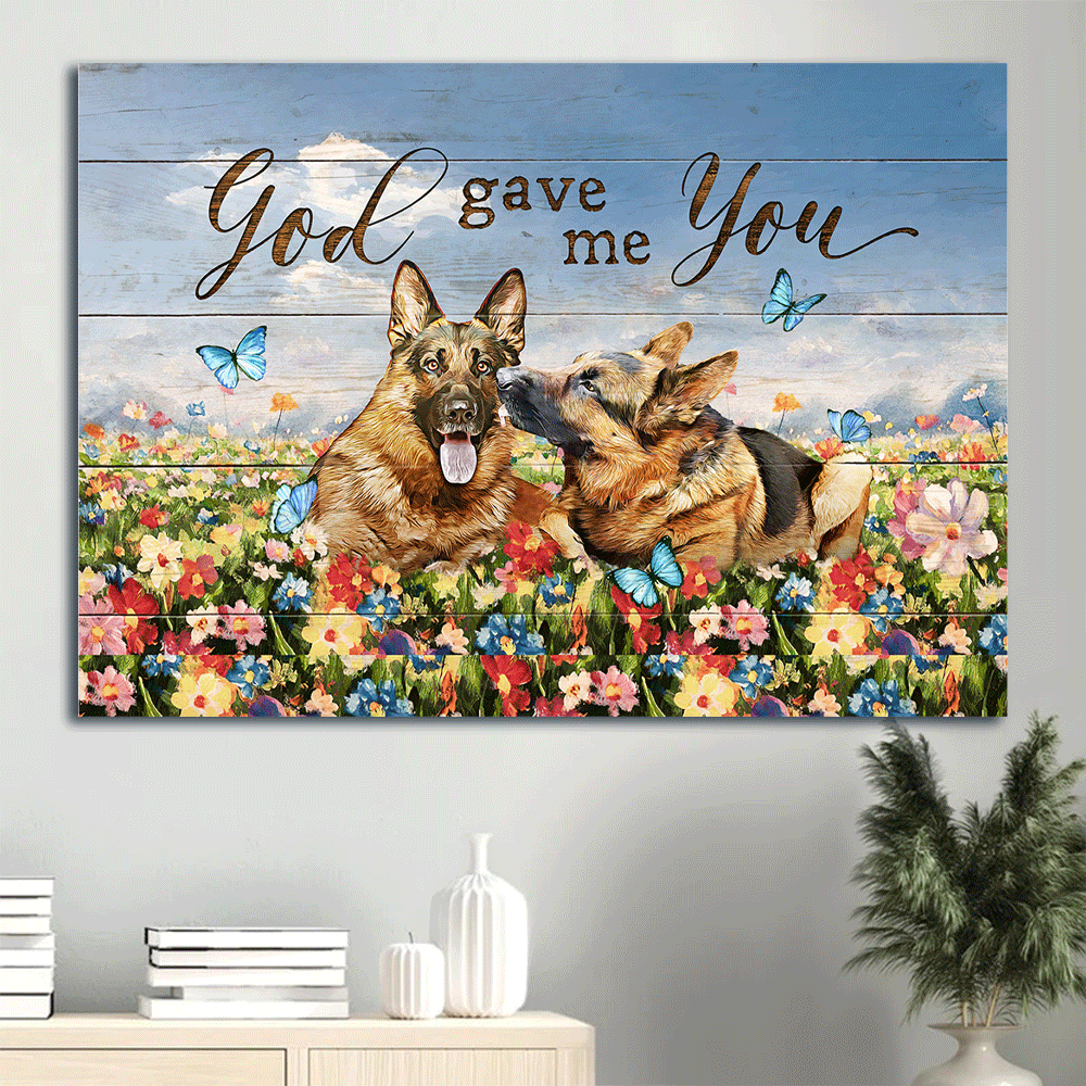 Jesus Landscape Canvas- German shepherd drawing, Colorful flower, God gave me you canvas- Gift for Christian - Landscape Canvas Prints, Wall Art