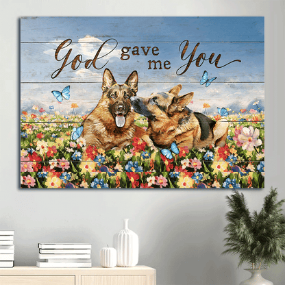Jesus Landscape Canvas- German shepherd drawing, Colorful flower, God gave me you canvas- Gift for Christian - Landscape Canvas Prints, Wall Art
