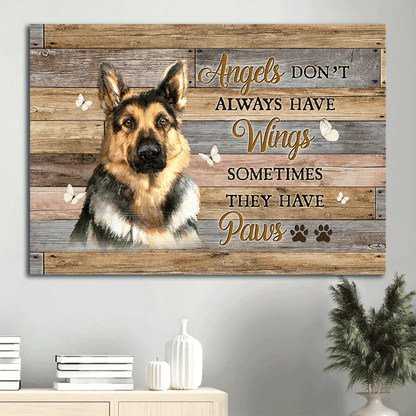German shepherd Landscape Canvas- German shepherd, Dog drawing, White butterfly- Gift for dog lover- Angels don't always have wings - Jesus Landscape Canvas Prints, Christian Wall Art