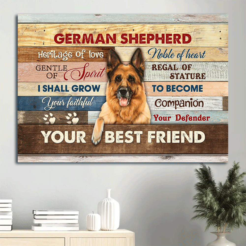 German Shepherd Landscape Canvas- German Shepherd dog, Colorful wooden background - Gift for German Shepherd - I shall grow your faithful -  Landscape Canvas Prints, Wall Art