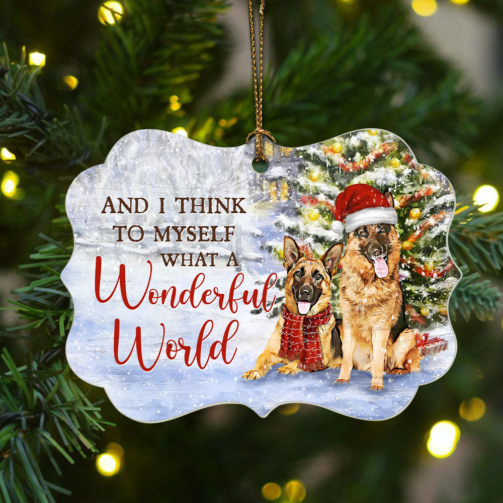 Jesus And German Shepherd Benelux Aluminum Ornament - Christian Gift For Christmas, Dog Lovers - What A Wonderful World