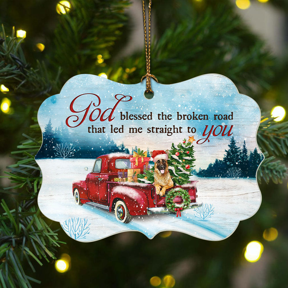 Jesus And German Shepherd Benelux Aluminum Ornament - Christian Gift For Dog Lovers - God Blessed The Broken Road