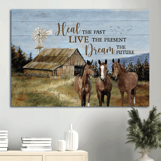 Jesus Landscape Canvas- Green meadow, Watercolor horses, Windmill canvas- Gift for Christian- Heal the past -  Landscape Canvas Prints, Christian Wall Art