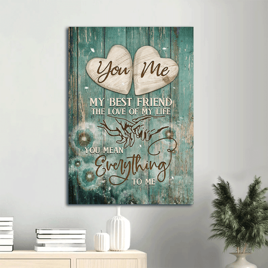 Couple Portrait Canvas- Holding hands, Vintage painting canvas- Gift for couple, lover- You mean everything to me - Portrait Canvas Prints, Wall Art