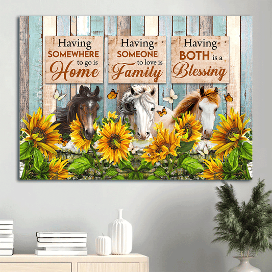 Jesus Landscape Canvas- Horse, Sunflower, Butterfly canvas- Gift for Christian- Having both is a blessing - Landscape Canvas Prints, Wall Art