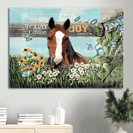 Jesus Landscape Canvas- Horse artwork, Flower garden, Meadow land canvas- Gift for Christian- Today I choose joy - Landscape Canvas Prints, Christian Wall Art