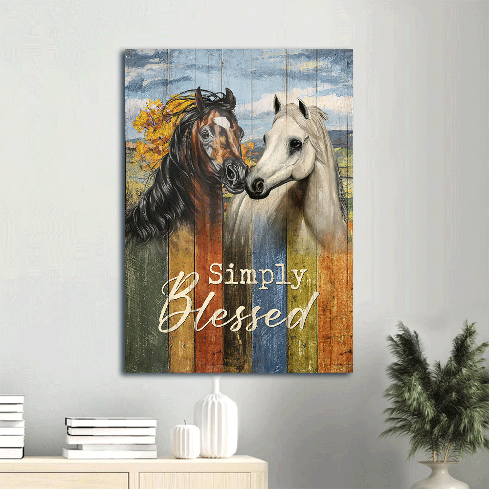 Jesus Portrait Canvas- Horse couple, Autumn forest, Colorful background, Simply blessed canvas- Gift for Christian -  Portrait Canvas Prints, Christian Wall Art