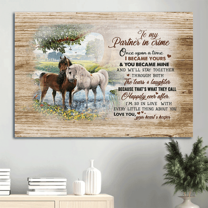 Couple Landscape Canvas- Horse couple, On the river, Under the tree, To my partner in crime canvas- Gift for couple, lover, partner -  Landscape Canvas Prints, Wall Art