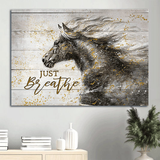 Jesus Landscape Canvas- Horse painting, Black and white painting, Just breathe canvas- Gift for Christian - Landscape Canvas Prints, Christian Wall Art