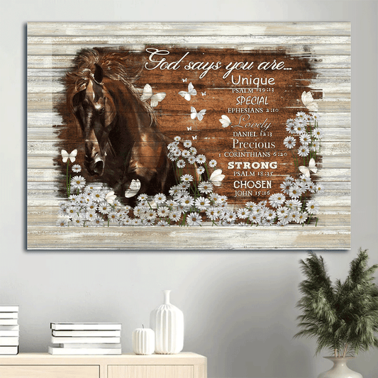 Jesus Landscape Canvas- Horse painting, Daisy flower, God says you are canvas- Gift for Christian - Landscape Canvas Prints, Christian Wall Art
