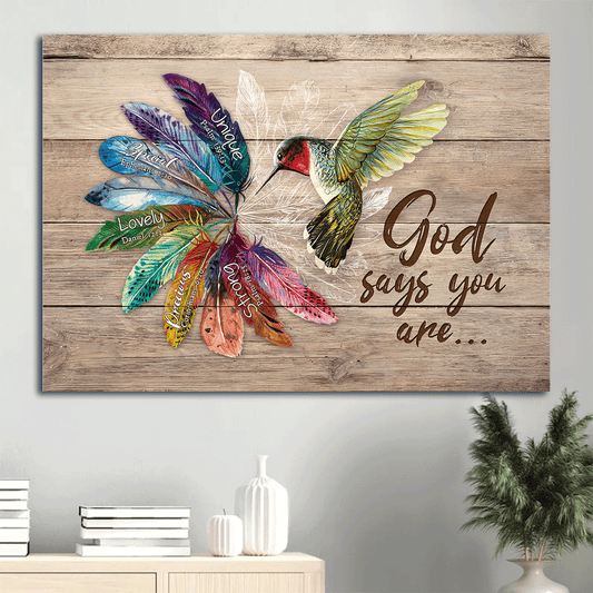 Jesus Landscape Canvas- Hummingbird, Colorful feathers, God says You are canvas- Gift for Christian - Landscape Canvas Prints, Christian Wall Art