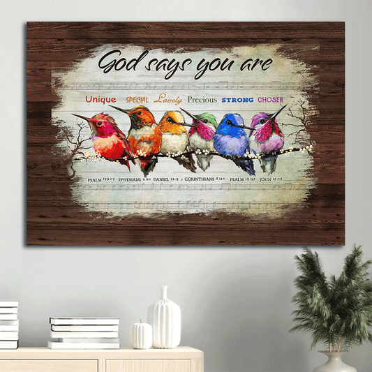 Jesus Landscape Canvas- Hummingbird painting, Music sheet, God says you are canvas- Gift for Christian - Landscape Canvas Prints, Christian Wall Art