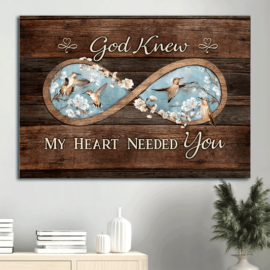 Jesus Landscape Canvas- Infinity symbol, Watercolor bird, Spring painting canvas- Gift for Christian- God knew my heart needed you - Landscape Canvas Prints, Christian Wall Art