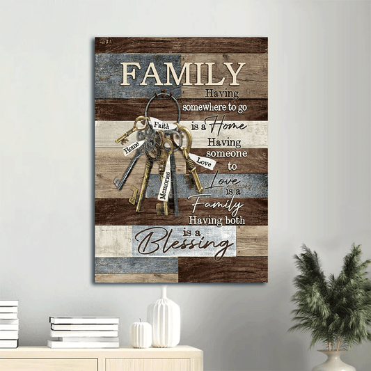 Family Portrait Canvas- Inspirational quotes, Vintage painting canvas- Gift for members family- Having somewhere to go is a Home - Portrait Canvas Prints, Home Decor Wall Art