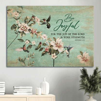 Jesus Landscape Canvas- Jasmine garden, Hummingbird drawing, Be joyful canvas- Gift for Christian - Landscape Canvas Prints, Christian Wall Art