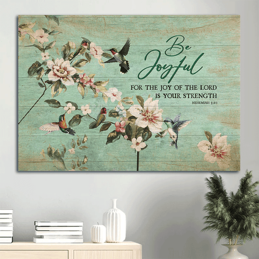Jesus Landscape Canvas- Jasmine garden, Hummingbird drawing, Be joyful canvas- Gift for Christian - Landscape Canvas Prints, Christian Wall Art
