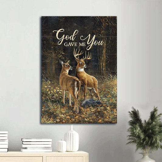 Jesus Portrait Canvas- Deer painting, Into the forest canvas- Gift for Christian- God gave me you