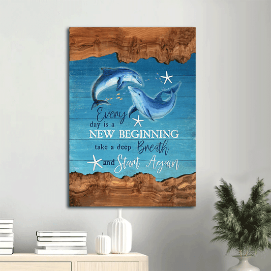 Jesus Portrait Canvas- Dolphin painting, Under the ocean, Blue ocean canvas- Gift for Christian- Everyday is a new beginning