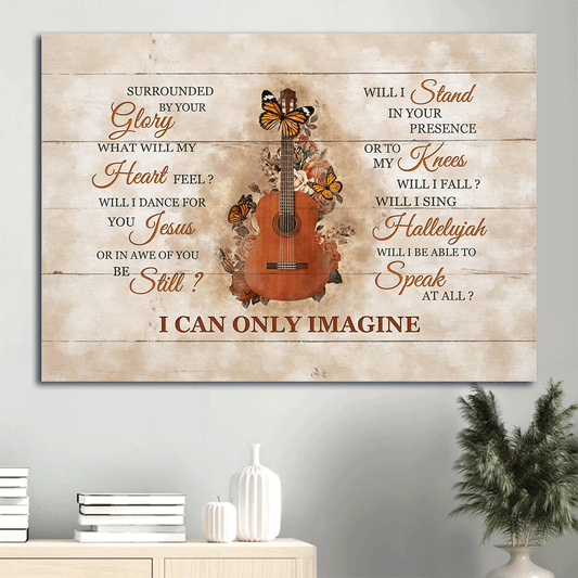 Jesus Landscape Canvas- Guitar, Rose, Butterfly- Gift for Christian- I can only imagine - Landscape Canvas Prints, Wall Art