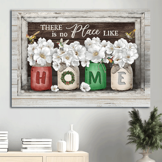 Jesus Landscape Canvas- Flowers bloom, Colorful hummingbird canvas- Gift for Christian- There is no place like home - Landscape Canvas Prints, Wall Art