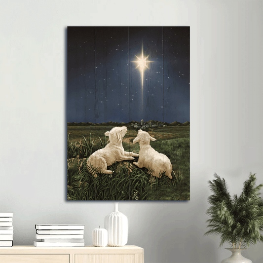 Jesus Portrait Canvas- Lamb of God, Star of Bethlehem, Lambs look at the light- Gift for Christian - Portrait Canvas Prints, Wall Art