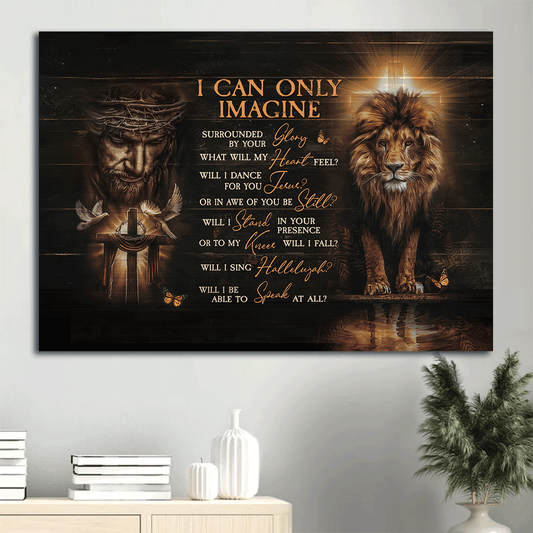 Jesus Landscape Canvas- Jesus Painting, Wooden cross, Lion of Judah- Gift for Christian- I can only imagine - Landscape Canvas Prints, Wall Art