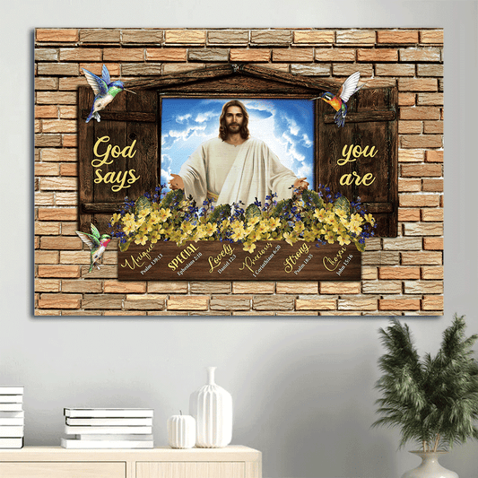 Jesus Landscape Canvas- Jesus Christ, Hummingbird, Yellow flower, God says you are canvas- Gift for Christian -  Landscape Canvas Prints, Christian Wall Art