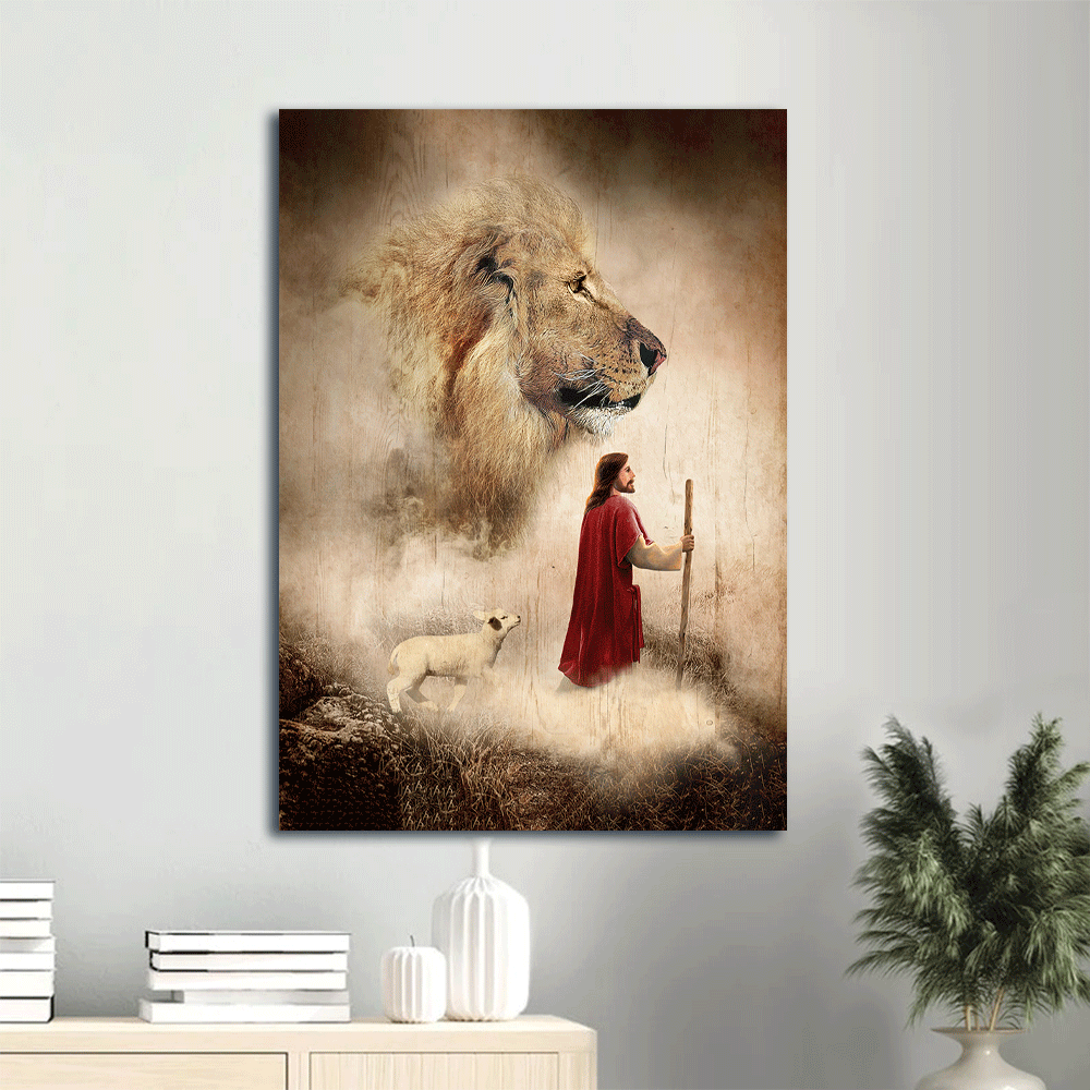 Jesus Portrait Canvas- Jesus painting, Lion king, Animal drawing- Gift for Christian - Portrait Canvas Prints, Wall Art