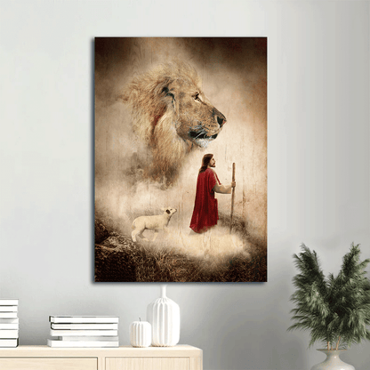 Jesus Portrait Canvas- Jesus painting, Lion king, Animal drawing- Gift for Christian - Portrait Canvas Prints, Wall Art