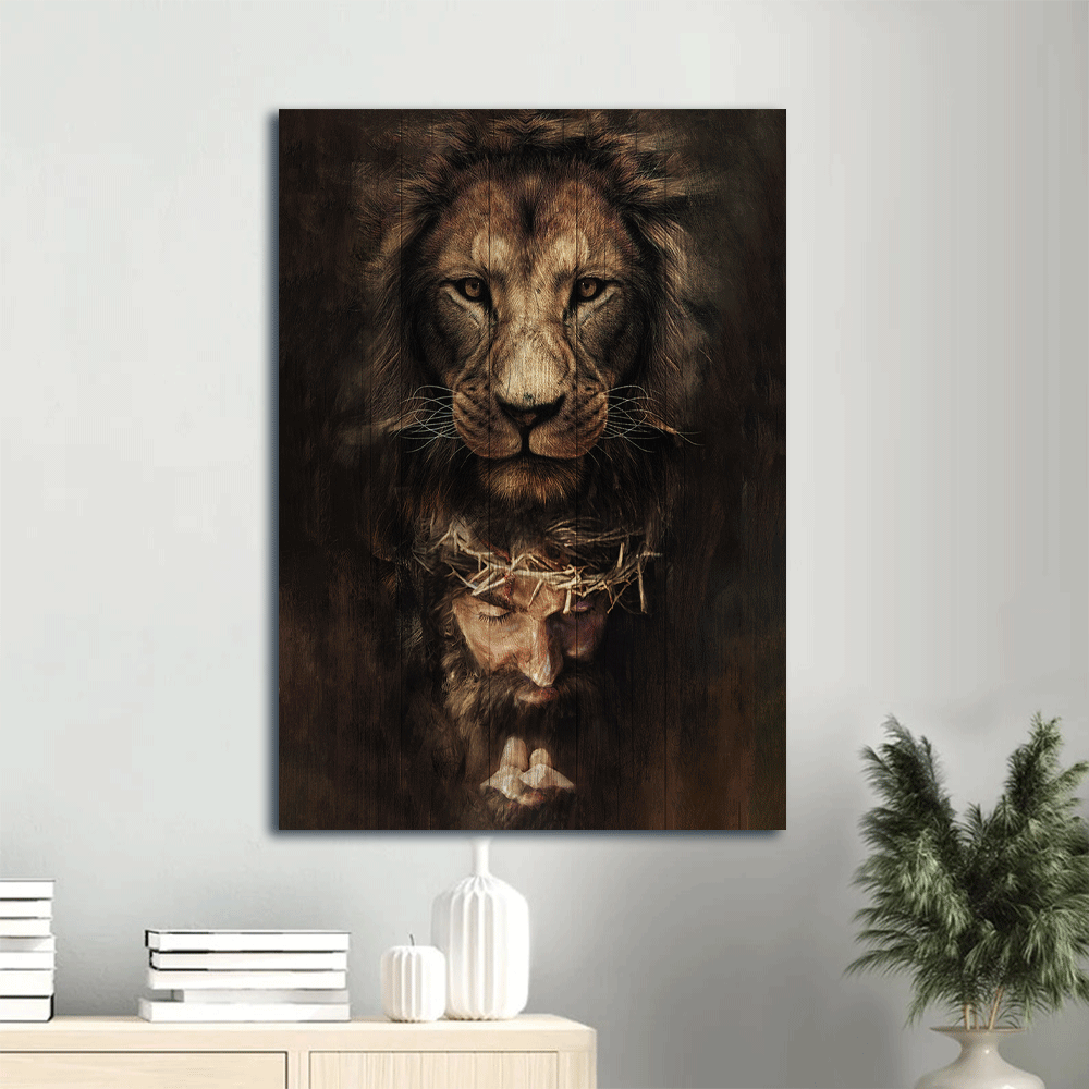 Jesus Portrait Canvas- Jesus Painting, Lion of Judah, Jesus Face- Gift for Christian - Portrait Canvas Prints, Wall Art