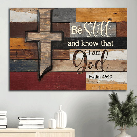 Jesus Landscape Canvas- Jesus cross, Wall planks, Be still I am God canvas- Gift for Christian- Landscape Canvas Prints, Christian Wall Art