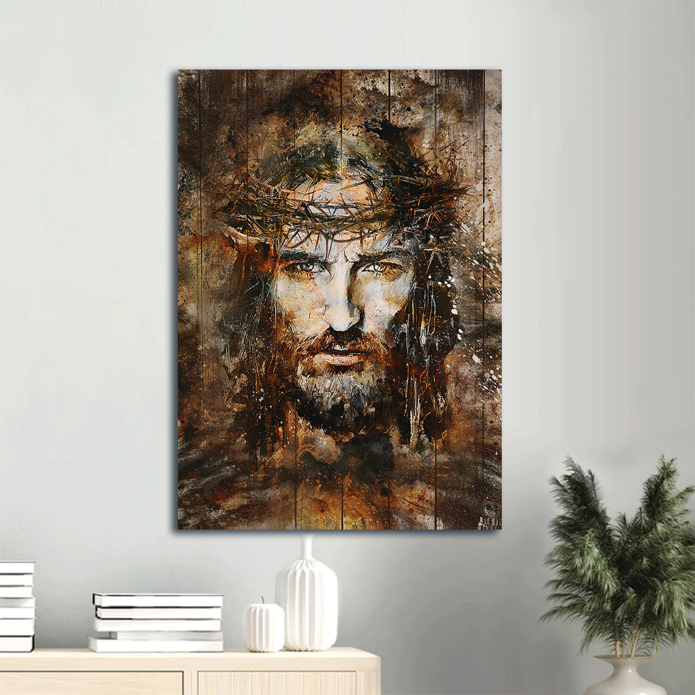 Jesus Portrait Canvas- Jesus painting, Crown of thorns, Jesus face canvas- Gift for Christian - Portrait Canvas Prints, Christian Wall Art