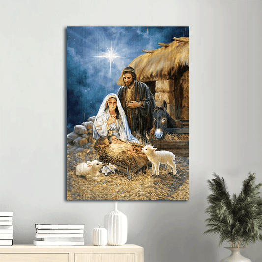 Jesus Portrait Canvas- Jesus painting, Dear Maria, Baby was born in Christmas night- Gift for Christian -  Portrait Canvas Prints, Wall Art