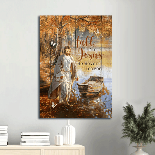 Jesus Portrait Canvas- Jesus painting, Jesus walking on the water, Beautiful lake canvas- Gift for Christian- Fall for Jesus -  Portrait Canvas Prints, Wall Art