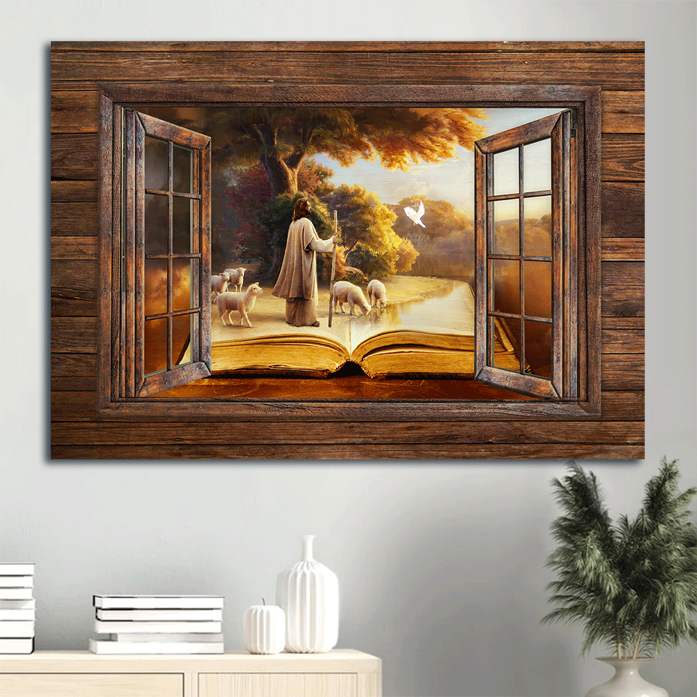 Jesus Landscape Canvas- Jesus painting, Lambs of God, Forest landscape, The holy bible, White dove canvas- Gift for Christian -  Landscape Canvas Prints, Christian Wall Art