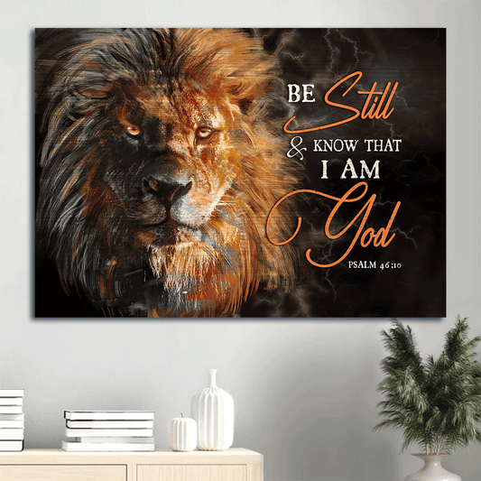Jesus Landscape Canvas- Jesus painting, Lion king drawing- Gift for Christian - Be still and know that I am God - Landscape Canvas Prints, Wall Art