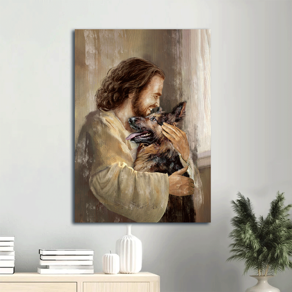 Jesus Portrait Canvas- Jesus painting, The life of Jesus, German Shepherd dog- Gift for Christian, Dog lover - Portrait Canvas Prints, Christian Wall Art