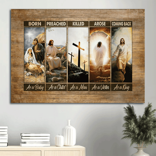 Jesus Landscape Canvas- Jesus painting, The life of Jesus, Cross symbol - Gift for Christian -  He comes back as a king - Landscape Canvas Prints, Wall Art