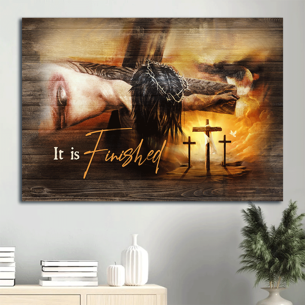 Jesus Landscape Canvas- Jesus painting, The old rugged crosses- Gift for Christian- It is finished - Landscape Canvas Prints, Christian Wall Art