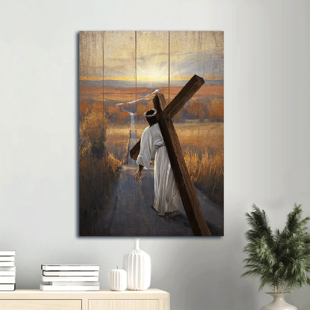 Jesus Portrait Canvas- Jesus painting, The rugged cross, The Road to Emmaus, Walking with Jesus- Gift for Christian - Portrait Canvas Prints, Christian Wall Art