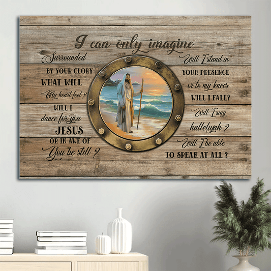 Jesus Landscape Canvas- Jesus painting, Walking with Jesus, On the beach- Gift for Christian- I can only imagine - Landscape Canvas Prints, Christian Wall Art