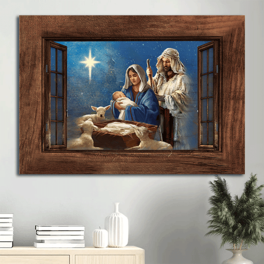 Jesus Landscape Canvas- Jesus was born, Blue night, Superstar, Lamb drawing- Gift for Christian - Landscape Canvas Prints, Christian Wall Art