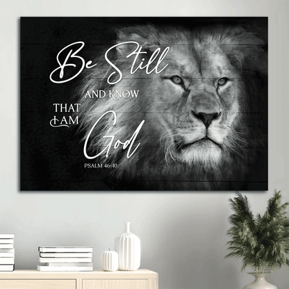 Jesus Landscape Canvas- Lion of Judah, Black and white painting- Gift for Christian- Be still and know that I am God - Landscape Canvas Prints, Wall Art