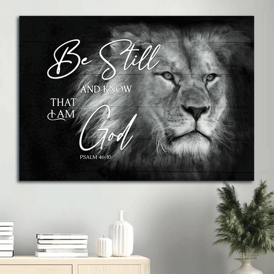 Jesus Landscape Canvas- Lion of Judah, Black and white painting- Gift for Christian- Be still and know that I am God - Landscape Canvas Prints, Wall Art
